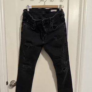 Allsaints Ripped Cigarette Black skinny jeans 32